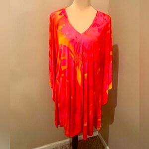 Natori Pink and Orange Short Kaftan